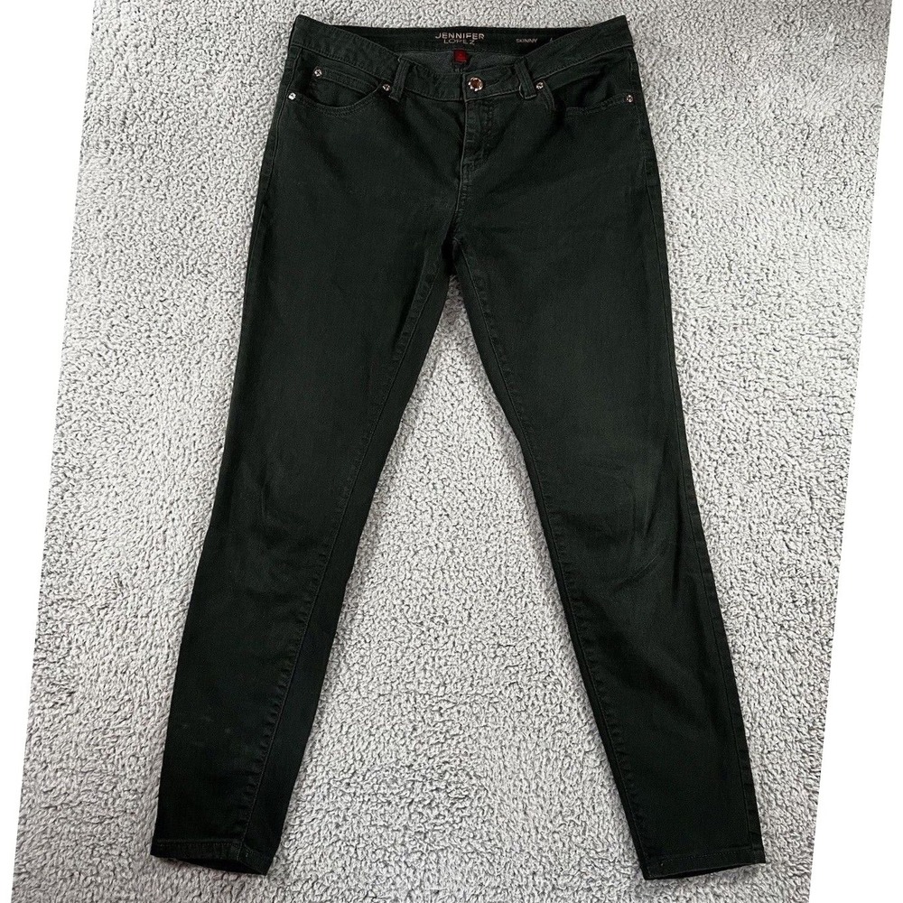 Skinny Jeans Women 6 31x27.5 Dark Green Stretch Boho Chic Academia Cottagecore